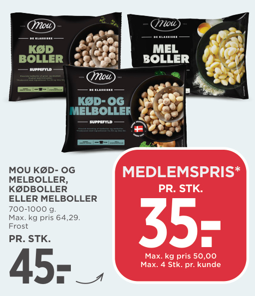 MOU KØD- OG MELBOLLER, KØDBOLLER ELLER MELBOLLER