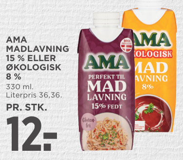 AMA MADLAVNING 15 % ELLER ØKOLOGISK 8 %