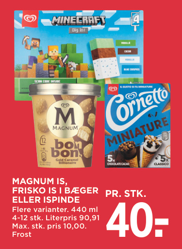 MAGNUM IS, FRISKO IS I BÆGER ELLER ISPINDE