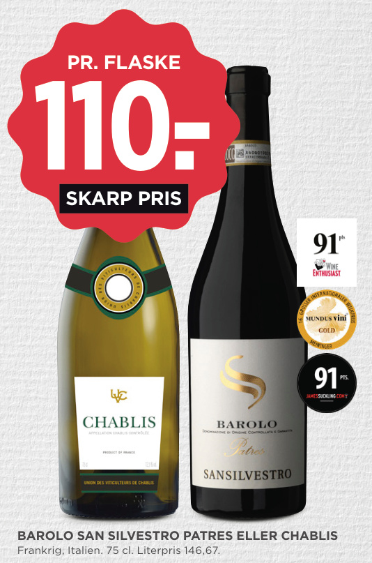 BAROLO SAN SILVESTRO PATRES ELLER CHABLIS