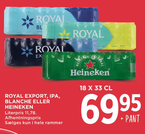 ROYAL EXPORT, IPA, BLANCHE ELLER HEINEKEN