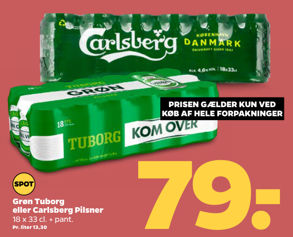 Grøn Tuborg eller Carlsberg Pilsner