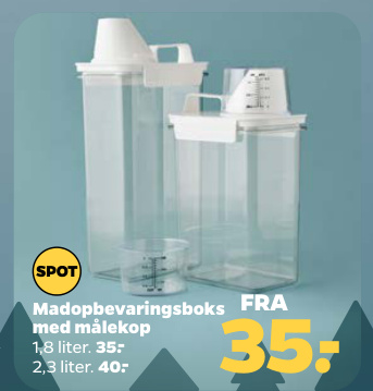 Madopbevaringsboks med målekop