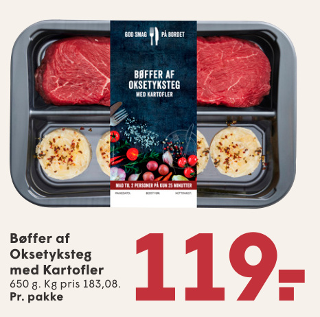 Bøffer af Oksetyksteg med Kartofler